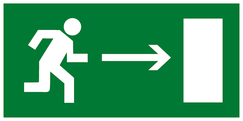 Знак "Направление к эвакуационному выходу направо"