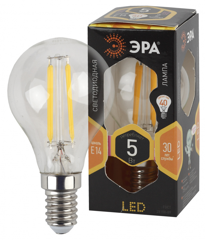Лампа светодиодная ЭРА F-LED P45-5w-827-E14