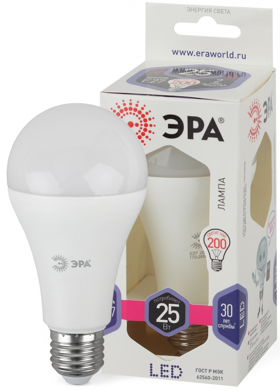 Лампа светодиодная ЭРА LED A65-25W-860-E27