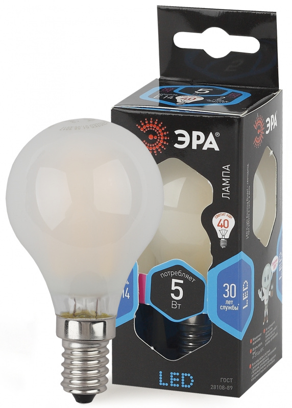Лампа светодиодная ЭРА F-LED P45-5w-840-E14