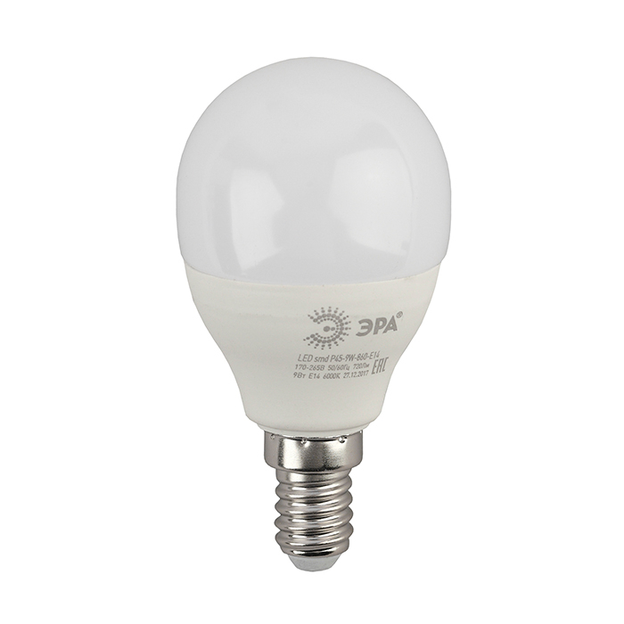 Лампа светодиодная ЭРА LED smd P45-9w-860-E14